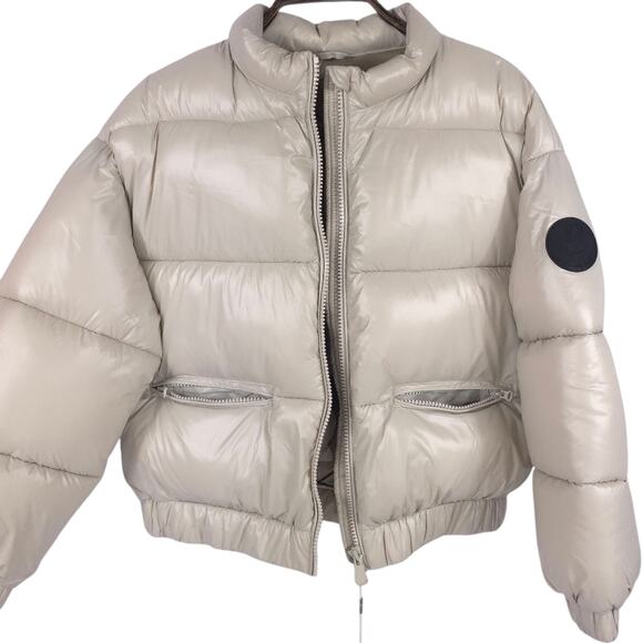 SAVE THE DUCK Shira Puffer Jacket Bomber Coat Off White Warm Plumtech Down - Picture 2 of 14